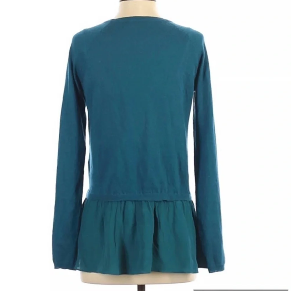 Garnet Hill Teal Cashmere & Silk Cardigan Sweater – Size M